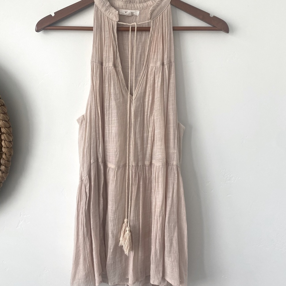 Mock Neck Tassel Tank